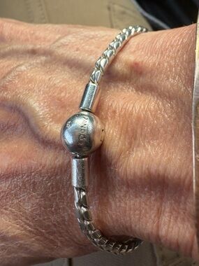Pandora Sterling Silver Snake Chain Bracelet with Round Clasp